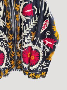 Veste Bohème à Col Mandarin Brodé de Fleurs, Grande Taille, pour Femme, Vêtement d'Extérieur Décontracté d'Automne, Manches Longues en Coton - Product Image 4