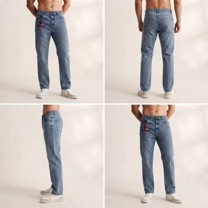 <b>Mens</b> Cotton <b>Jeans</b> Wholesale Custom Logo Denim Pants Regual Fit Straight Casual <b>Men</b> <b>Jeans</b> High Street - Product Image 2