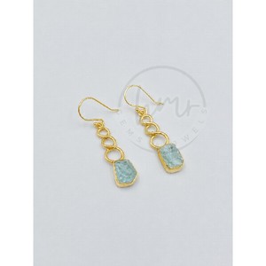Raw Aquamarine Dangle <b>Earrings</b> Gold Plated Brass Natural Rough Stone Handmade <b>Earring</b> Wire Bohemian Party <b>Earrings</b> for Women - Product Image 2