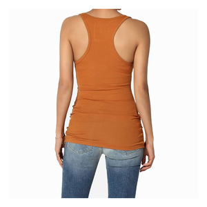 Best Selling Womens Slim Fit Crop Tank <b>Top</b> Light Yellow Ribbed Cotton Crew Neck Design Summer Basic Spandex Casual O-Neck Design - Product Image 2