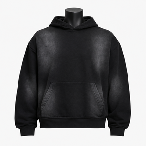 Sweat à capuche noir délavé pour homme, coupe oversize, style streetwear, en molleton, personnalisable, fabricant de sweats à capuche vierges - Product Image 1
