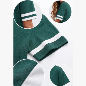 T-shirt pour femme, toucher doux, confortable, couleur unie, respirant, léger, décontracté, à porter au quotidien, service OEM. - Product Image 3