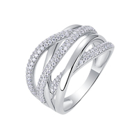 Bague de luxe en moissanite à plusieurs couches torsadées pour femme, sertie de pierres étincelantes, élégante, bijou de mode, cadeau