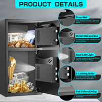 Caja Fuerte de Depósito de Doble Puerta con Teclado Digital y Cerradura de Llave, Gabinete de Acero Resistente para Dinero con Ranura de Inserción para Hogar, Oficina y Negocios