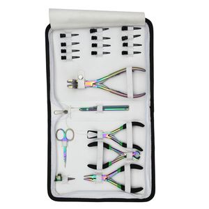 Kit d'accessoires pour extensions capillaires de salon : Perles, Pince à friser, Pince de retrait, Pince à boucles, Enfileur, Outil pour extensions à bandes, Pinces de sectionnement, Ciseaux - Product Image 6