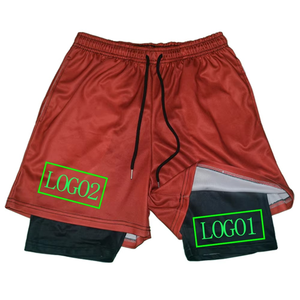 Wholesale Custom Logo Gym Wear Shorts Nylon Mens Double <b>Layer</b> Breathable Sports Fitness Gym Shorts Athletic Shorts - Product Image 5