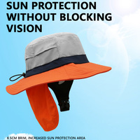 Chapeau de pêcheur à séchage rapide avec protection du cou UPF50+, chapeau de surf pour sports nautiques avec rabat pour le cou