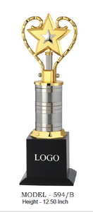 Trofeo Estrella de Metal Plateado con Logotipo Personalizado, Base Negra, Copa de Premio Deportivo Modelo 594, 3 Tamaños - Product Image 5