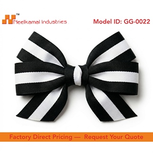 Neelkamal Industries - Cinta Grosgrain a Rayas Blancas y Negras de 25 mm (1 Pulgada) con Rayas Centrales para Lazos, Adornos y Envolturas al por Mayor - Product Image 4