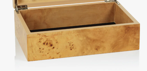 Caja de Joyería de Madera Hecha a Mano con Acabado Brillante, Chapa de Madera de Burl, Caja de Almacenamiento Rectangular Grande con Bisagras para Relojes - Product Image 2