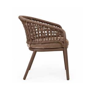 Chaise de salle à manger moderne en corde tressée avec structure en aluminium et assise rembourrée pour hôtel, restaurant, café - Product Image 3