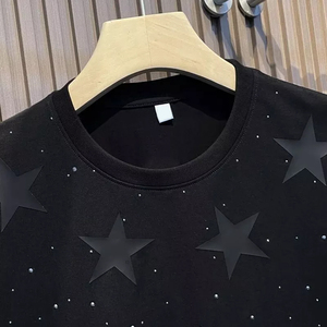 Camiseta de Hombre OEM con Pedrería, Camiseta de Lujo con Cristales, Ropa Urbana, 100% Algodón, Fabricante de Moda Casual - Product Image 4