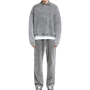 เสื้อสเวตเชิ้ตโอเวอร์ไซส์ทรงหลวม แขนเสื้อแบบดรอปไหล่ คอวี ทรงโอเวอร์ไซส์ ล้างสีแบบแอซิดวอช สไตล์สตรีทแวร์ วินเทจ สำหรับผู้ชาย ปี 2026 - Product Image 5