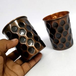 Gold Finish Double Wall Metal Wine Glasses Set Round Design for Drinking Tabletop Use - Product Image 3