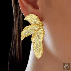 PRAO media hoja flor declaración pendientes antideslustre accesorios de moda - Product Image 2