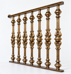 Rampe en bronze classique avec balustres sculptés en forme de goutte d'eau et colliers tournés, main courante et balustrade en métal - Product Image 4