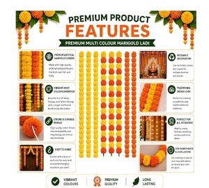 Guirlande de fleurs artificielles suspendue, fabriquée à la main en Inde, prix de gros, pour mariage, événement, bureau, maison, Noël, décoration de maison neuve - Product Image 5
