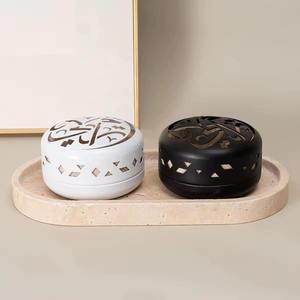 Vente en gros de brûleur d'encens en métal doré avec base en cristal, porte-bakhoor de luxe, bol à encens arabe Mabkhara pour le Ramadan, cadeau pour l'Aïd - Product Image 2