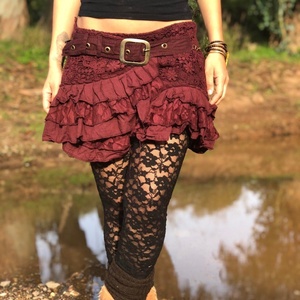 กระโปรงโบโฮระบายหลายชั้น ผ้าฝ้ายลูกไม้ กระโปรงมินิสำหรับงานเทศกาล ปรับได้ สไตล์แฟรี่คอร์ กระโปรงฤดูร้อน ราคาขายส่ง - Product Image 4