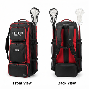 Mochila Deportiva Premium de Poliéster 600D de 400 GSM, Color Negro con Panel Rojo, Logotipo Personalizado, OEM, ODM - Product Image 1