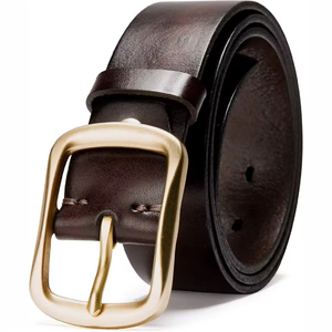 Genuine Leather Casual <b>Belt</b> Cow Hide Solid Black Pin <b>Buckle</b> <b>Silver</b> Rectangular Breathable 3.5cm 110-130cm AL SWANS INTERNATIONAL - Product Image 4