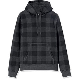 Sweat-shirt à capuche à carreaux pour homme en flanelle de coton, pull décontracté avec poche, coupe classique, pour l'automne - Product Image 2