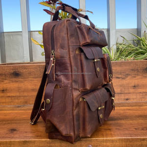 Nueva Mochila de cuero de grano completo de gran capacidad de moda de viaje personalizada mochila de cuero de vaca genuino para ordenador portátil bolsas - Product Image 3