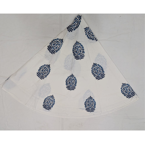 Premium Handcrafted Cotton 70" <b>Tablecloth</b> Elegant Customizable Hand Block Printed Sustainable White Blue Floral Design Home - Product Image 1