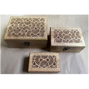 Fabricante Indio Ofrece Caja de Madera de Mango Grabada, Ecológica y Hecha a Mano, con Nuevo Diseño, para Almacenamiento - Product Image 1