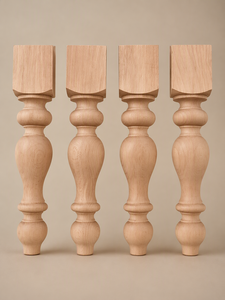 Pied de table en bois massif, pied de meuble en bois tourné de forme ronde, base de table moderne robuste pour la maison et le bureau - Product Image 1