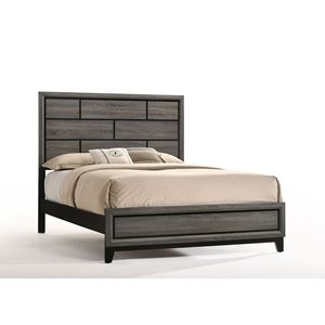 Letto matrimoniale in legno grigio anticato, elegante e confortevole - Product Image 2