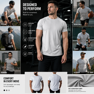 เสื้อยืดออกกำลังกายแบบสั่งทำพิเศษ พิมพ์ลายทั้งตัว ระบายเหงื่อได้ดี เหมาะสำหรับการฝึกซ้อมในยิมและกีฬา - Product Image 6