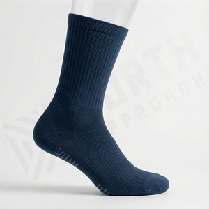 Crew <b>Socks</b> Solid Navy Blue 100% Cotton Breathable Knitted Regular Fit Adult Casual Daily Wear Autumn Season - Product Image 3