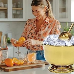 ถังแช่เครื่องดื่มสแตนเลสสีทอง 8 ลิตร ความจุขนาดใหญ่ เก็บความเย็นสำหรับแชมเปญและไวน์ เหมาะสำหรับงานปาร์ตี้ กิจกรรมต่างๆ และใช้ในบ้าน - Product Image 3