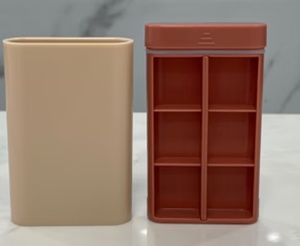 Silicone ABS Plastic 6-Compartment Weekly Pill <b>Storage</b> Case Red and <b>Beige</b> Model UP-10C - Product Image 1