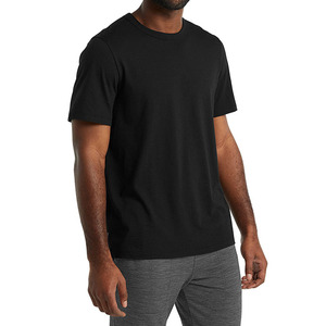 T-shirt décontracté noir à manches courtes et col rond pour homme, grande taille, couleur unie, 100 % coton jersey tricoté, design uni teint - Product Image 6