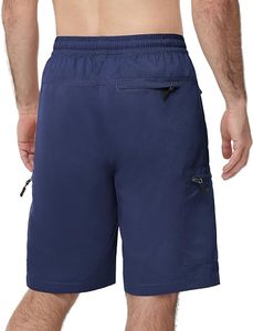 Shorts décontractés pour hommes en polyester tissé extensible, taille mi-haute, avec logo frontal et braguette boutonnée, anti-humidité, pour l'été - Product Image 2