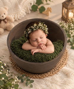 Handmade Modern Wooden Eco-Friendly <b>Newborn</b> <b>Photography</b> Bowl <b>Prop</b> for Infant Baby Posing Set Rustic Style - Product Image 1