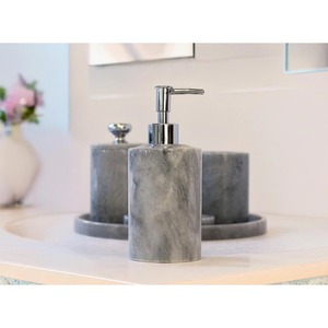 Magnifique distributeur de savon en marbre blanc moderne, ensemble de salle de bain rond, facile à nettoyer - Product Image 1