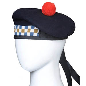 Gorro Balmoral 100% Lana Azul Blanco Dorado Hecho a Mano Escocés OEM ODM Gorros Tradicionales para Kilt - Product Image 2