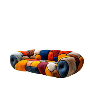 Sofá de Arte Moderno juguetón/Loveseat de 2 plazas con forma de pétalo de terciopelo rosa de lujo moderno/diseño curvo escultórico para interiores modernos - Product Image 2