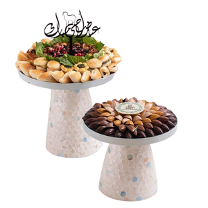 Présentoir à gâteaux fait main avec incrustation de nacre, plateau de présentation de chocolats pour mariage, Ramadan, Aïd, vente en gros directe usine - Product Image 1