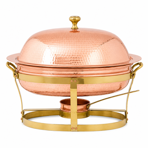 Plat à chafing en cuivre martelé avec couvercle pour buffet, chauffe-plats pour hôtels, restaurants, traiteurs, banquets – Fabricant OEM ODM en gros - Product Image 1