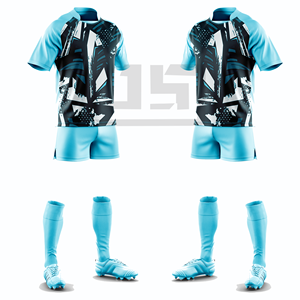 Maillot et Short de Rugby Personnalisés Haut de Gamme à Impression Numérique – Écologiques, Coupe-Vent, Anti-Bactériens, 100% Polyester, Col en V, Athlétique - Product Image 4