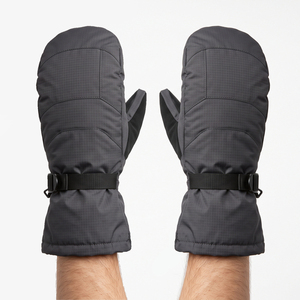 Mitaines d'hiver imperméables en cuir pour hommes, à doigts entiers, avec cordon de serrage, pour le ski et le snowboard, idéales pour les sports de plein air (vente en gros) - Product Image 5