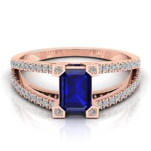 Bagues de Mariage REYES de Luxe en Or Jaune 14K avec Saphir Bleu pour Femme – Bijoux Fins au Design Élégant, Idéales pour Fiançailles et Cadeaux de Fête - Product Image 6