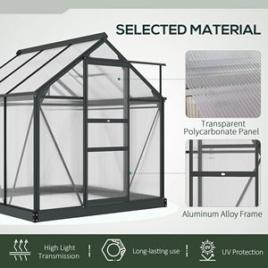 Serre en verre trempé avec structure en aluminium robuste 6,2FT X 6,2FT X 6,6FT, kit gris avec porte d'accès et porte de ventilation - Product Image 5