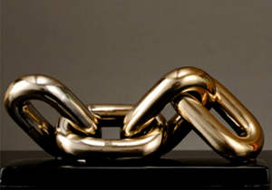 Escultura de Lujo con Eslabones de Cadena Dorada, Arte Moderno de Metal para Escritorio, Decoración Abstracta con Efecto de Latón Plateado, Adorno Artesanal para Hogar u Hotel - Product Image 3