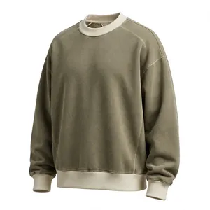 <b>Vintage</b> Acid Wash Cotton Fleece Pullover Hooded <b>Sweatshirt</b> for Men Anti-Pilling Raglan Sleeve Regular Fit Pocket Detail Casual - Product Image 3