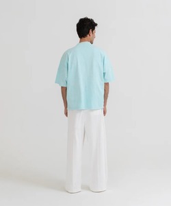 Camiseta de Algodón Extra Grande para Hombre, Color Sólido, Ribete en Contraste, Cuello Redondo, Manga Corta, Estilo Casual, Tejido de Punto Jersey - Product Image 5